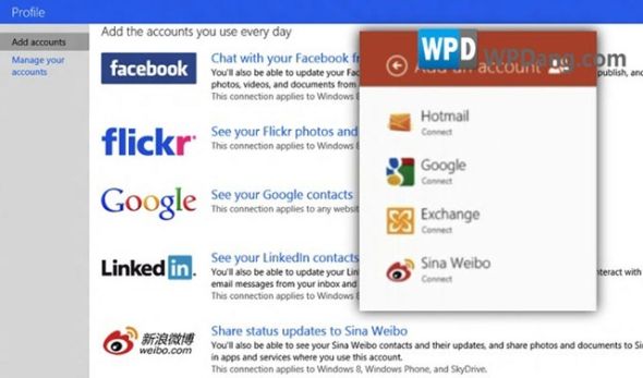 Windows Live Profile中对新浪微博进行整合。