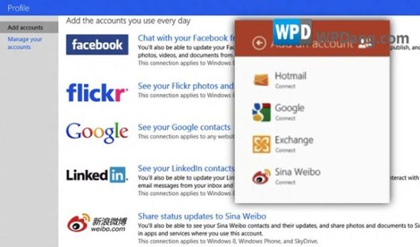 Windows Live Profile中对新浪微博进行整合。